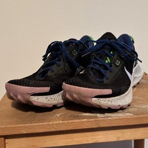 Nike Black Pink Green & Blue Pegasus Trail Running Shoes - Size 9